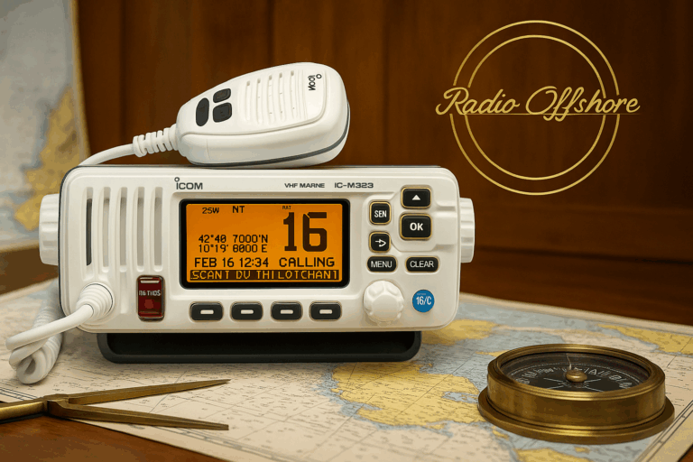 UKW Icom 323i mit Radio Offshore für SRC Short Range Certificate und UBI - Radio Offshore