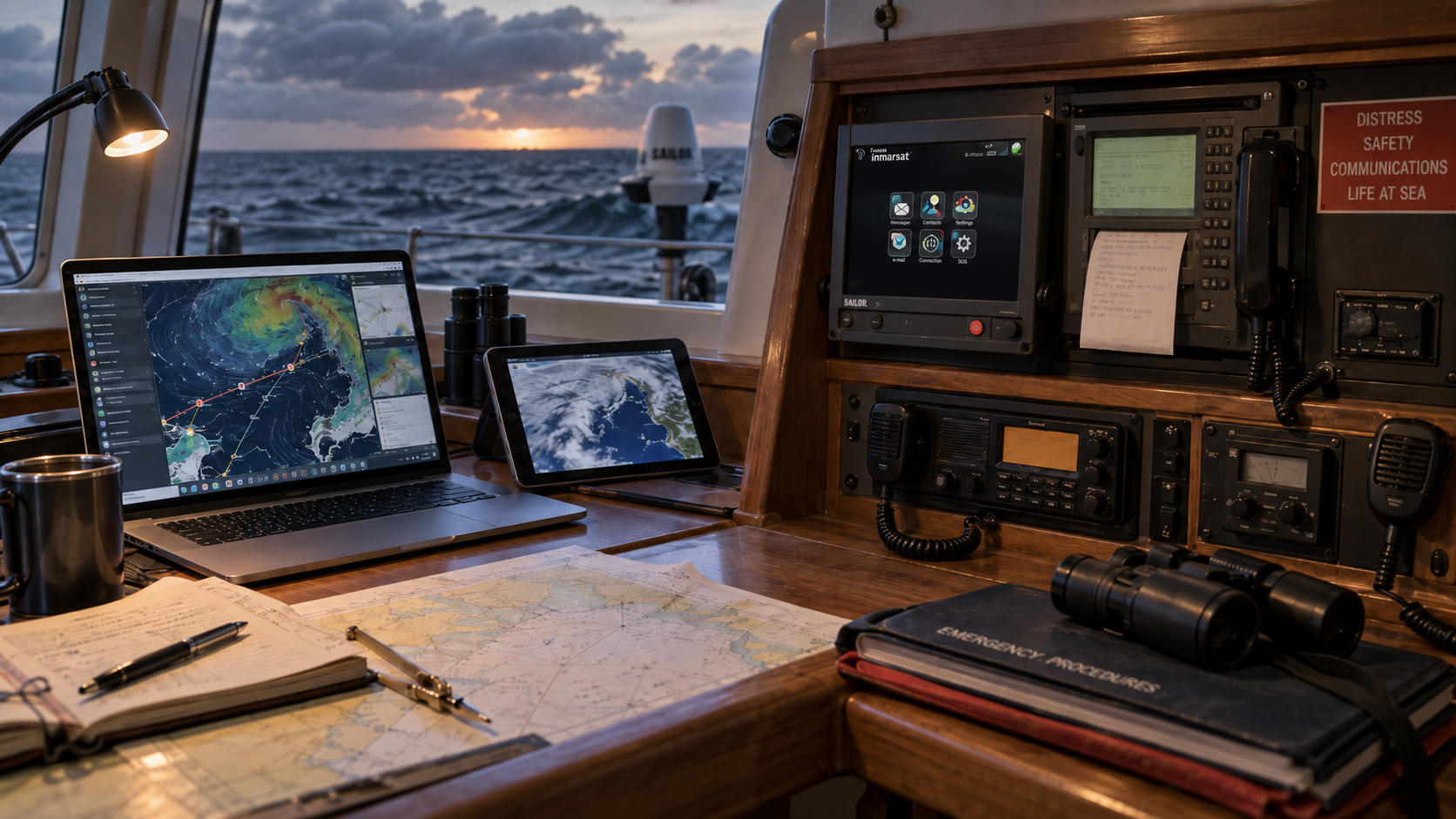 Inmarsat C Terminal an Bord einer Yacht für GMDSS Kommunikation