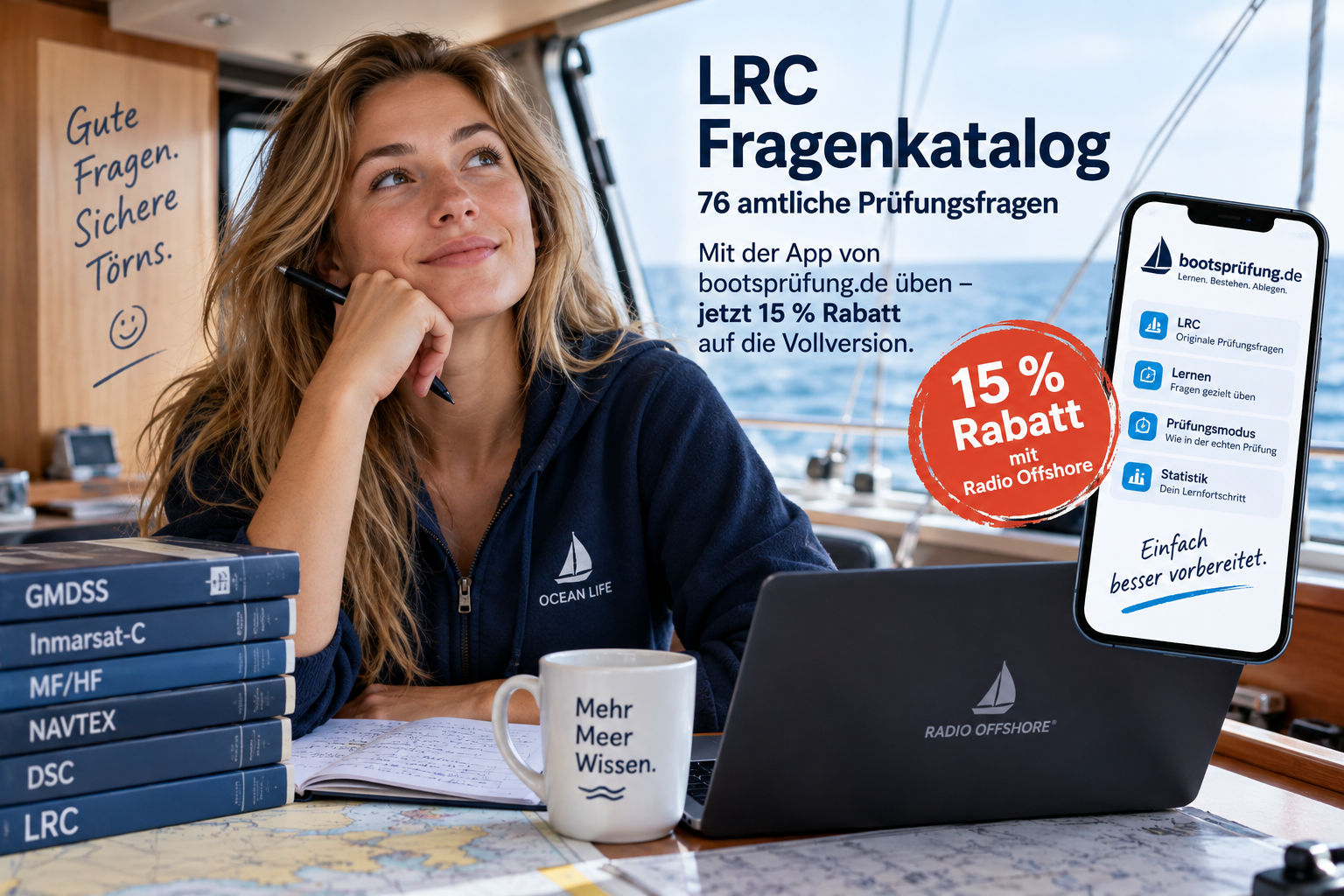Teilnehmerin bei der Vorbereitung auf die LRC-Theorie mit Bootsprüfung.de
