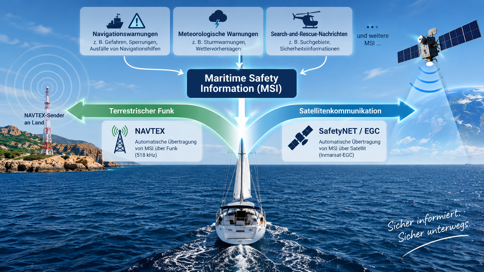 NAVTEX und SafetyNET als zwei Übertragungswege für Maritime Safety Information