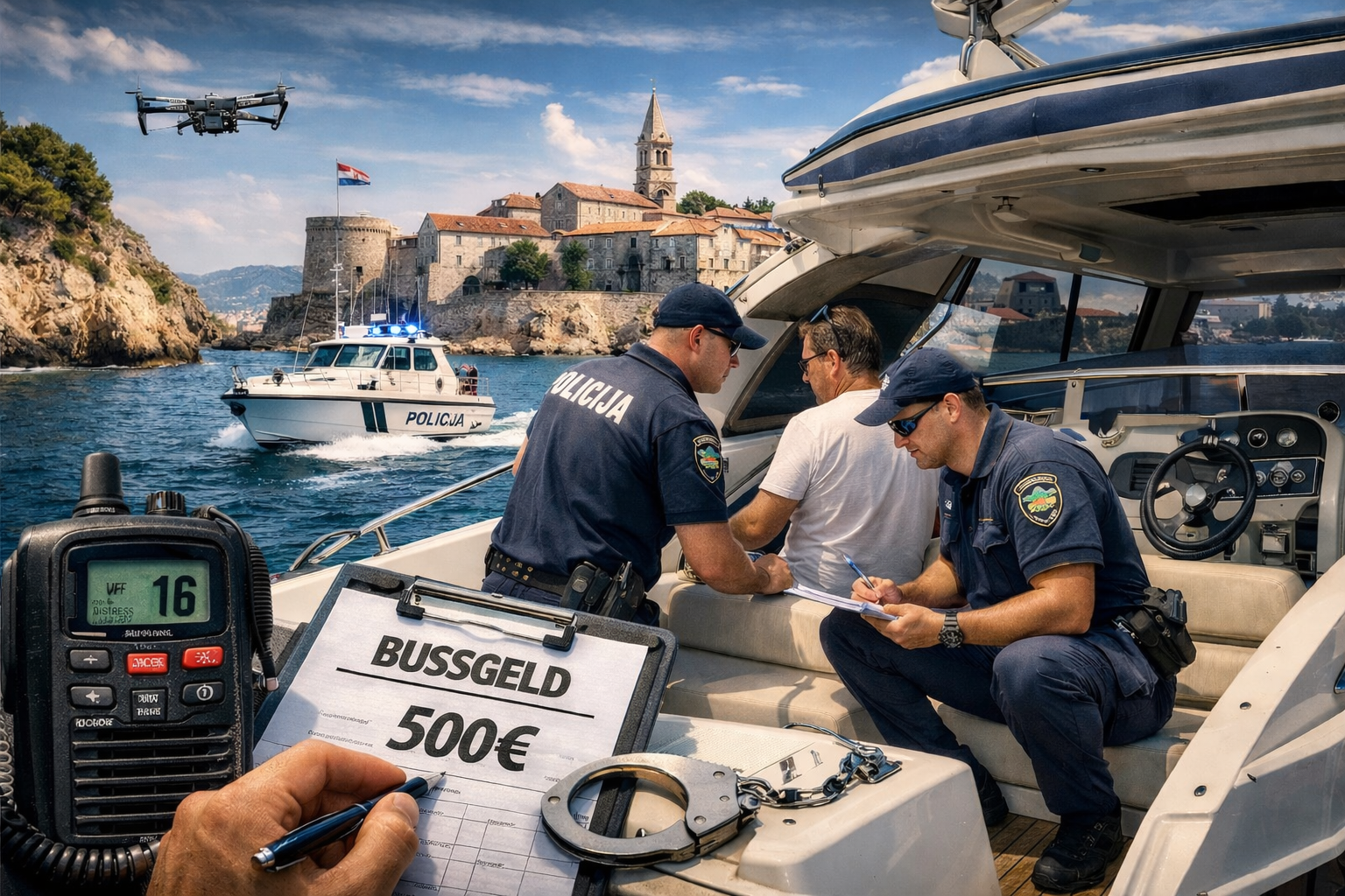 Kroatische Seeüberwachung kontrolliert Sportboot – Funkgerät an Bord, Bußgeld droht